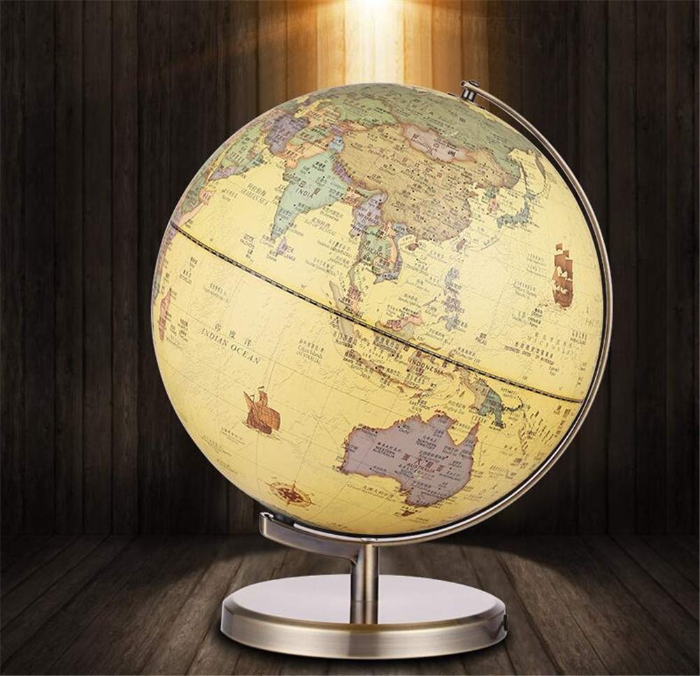 Podświetlany globus świata – edukacyjny globus geograficzny dla dzieci, dorosłych – interaktywny globus ziemi do dekoracji na biurko w domowym biurze, (25 cm / 10 cali)