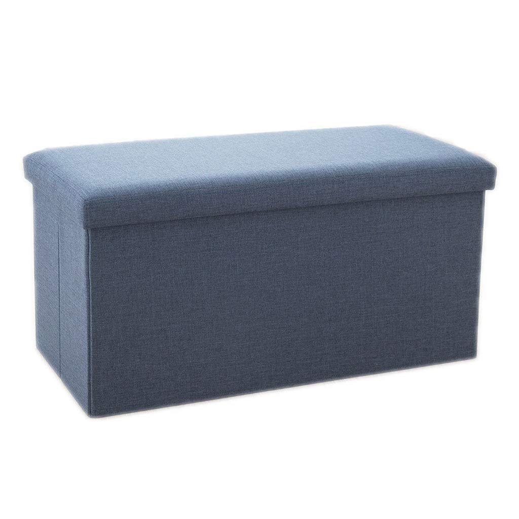 Pouf pouf chaise repose-pieds avec espace de rangement cube bleu