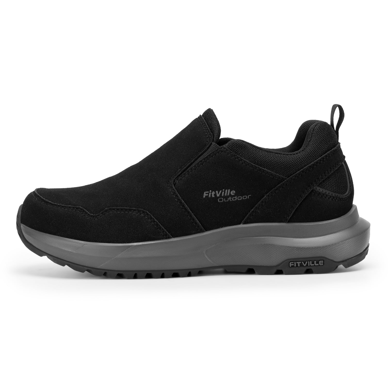 FitVille Scarpe Uomo Senza Lacci Pianta Larga Loafer e Mocassini Scarpe da Camminata Escursionismo Trekking Antiscivolo Casual Slip-on Sneakers