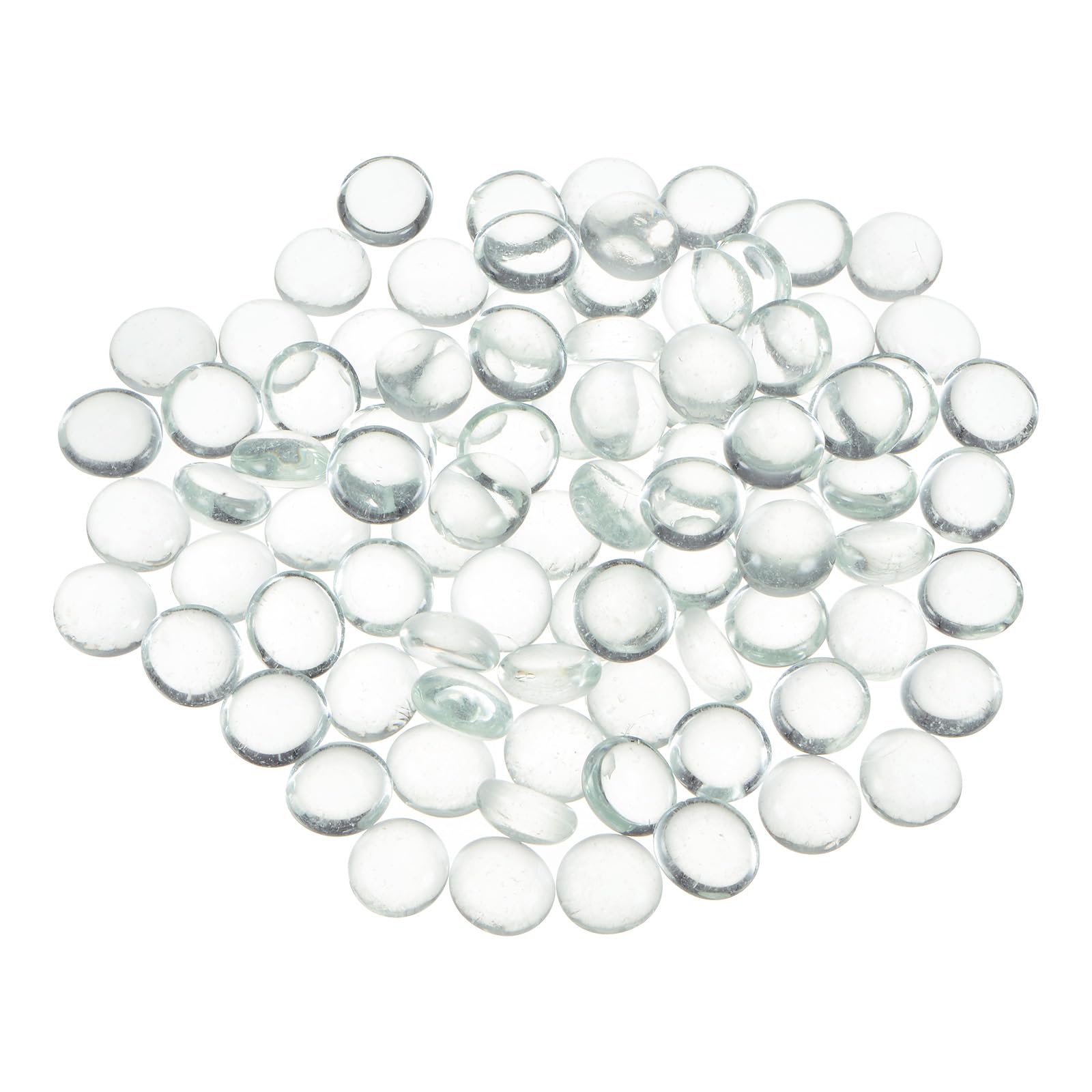 uxcell Fire Glass Beads for Fire Pit, Flat Marble Beads, Glass Pebbles, Vase Fillers Beads for Aquarium Succulent Pot Garden Decoration 17-19mm(2/3"-3/4"),300g/0.66lbs Clear