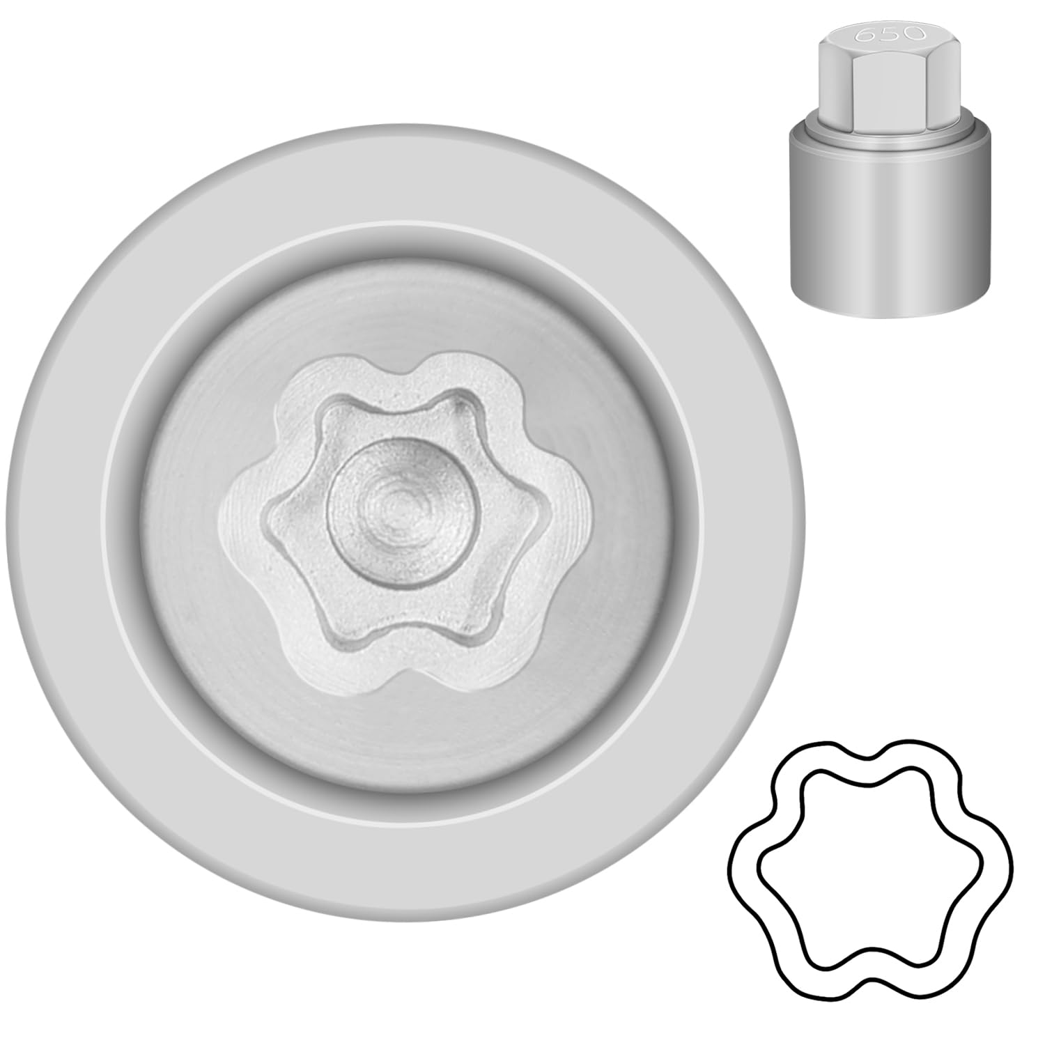 JEUCLEL 650 Wheel Locking Nut Key for Nissan Infiniti, 21mm Lock Bolt Inner Dia Wheel Anti-Theft Lug Nut Hand Repair Removal Tool
