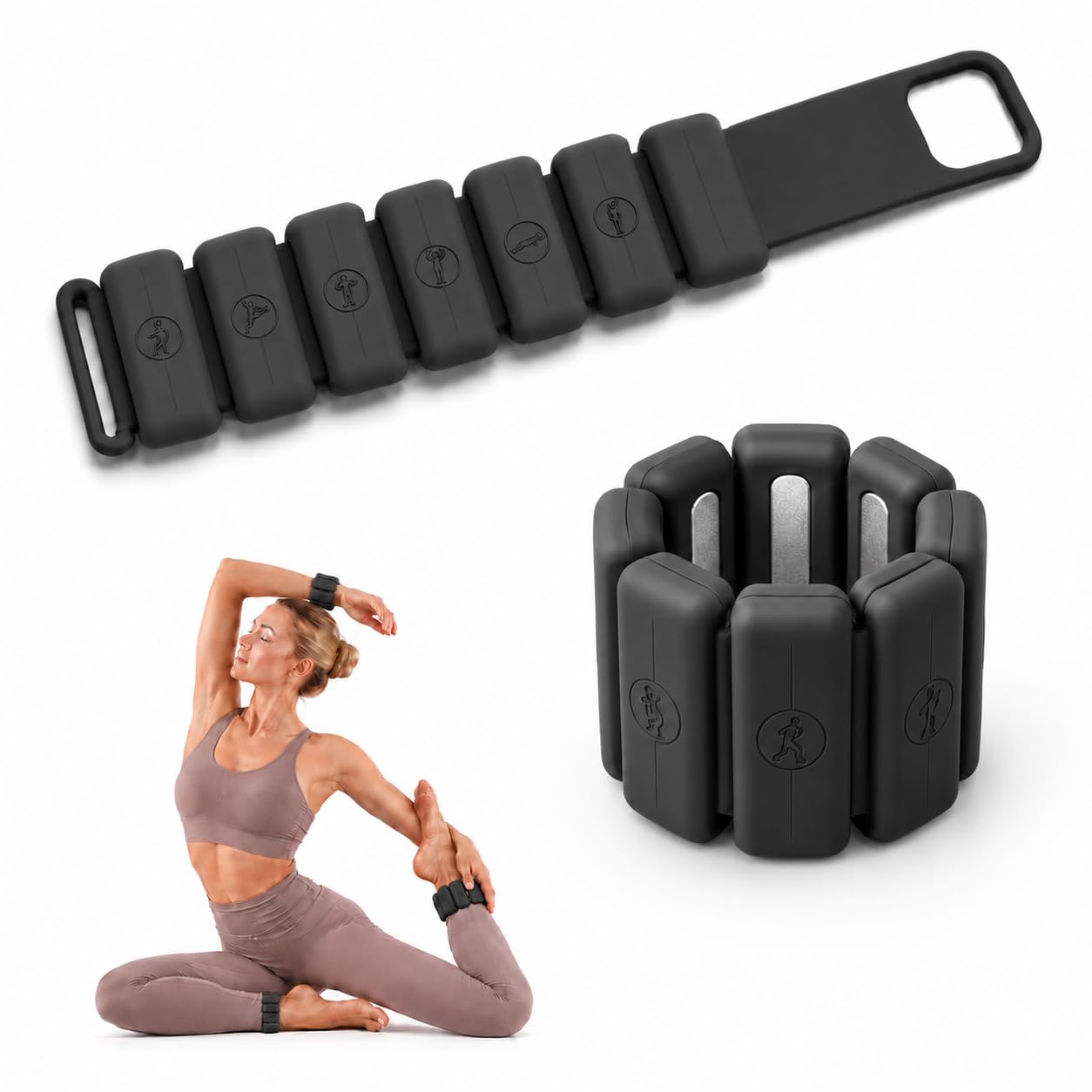 Gewichtsmanschetten 1kg, 2 Stück je 500g Verstellbar Silikon Handgelenkgewichte & Fußgewichte für Beine und Arme, Pilates Gewichte Armgewichte für Damen & Herren, Laufen, Yoga