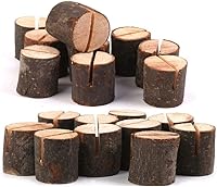 Vista 6 de whatUneed 40 juegos de portatarjetas de lugar, madera real rústica con soporte para tarjetas de mesa de corteza de madera, soporte para fotos