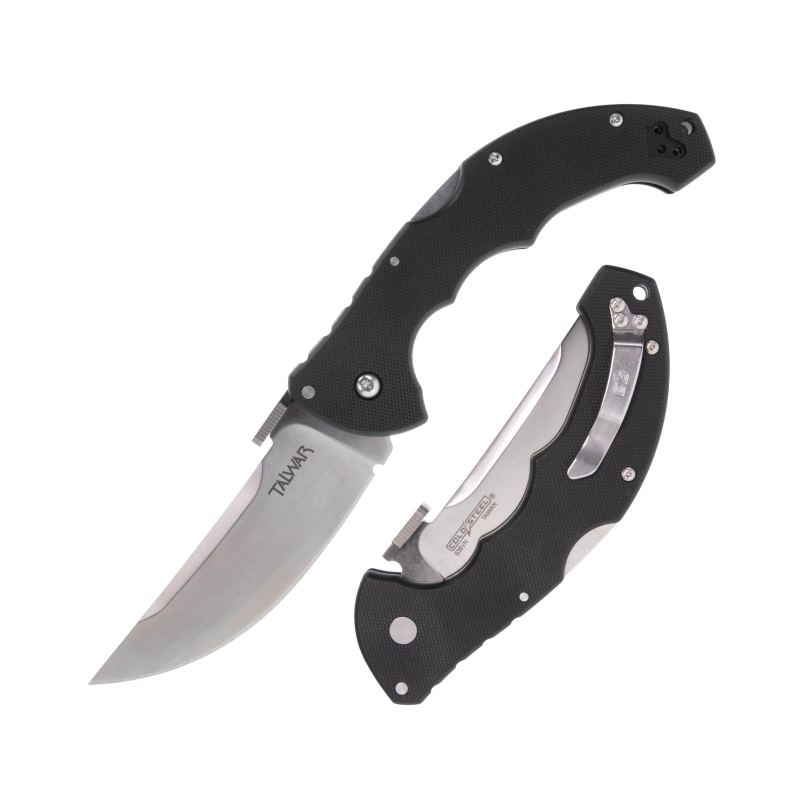 Cold Steel Talwar 10,2 cm S35VN Stahl Ultrascharfe einfarbige Klinge 13,3 cm G10 Griff Taktisches Taschen-Klappmesser mit Tri-Ad Verriegelungsmechanismus