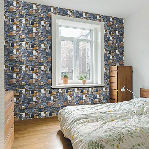 Image of Impression Modern Brick Stone Home Wallpaper, 3D Pattern Self Adhesive Peel and Stick Waterproof HD Wallpaper (PVC Vinyl Stickers, 500 x 45 cm, Multicolour)