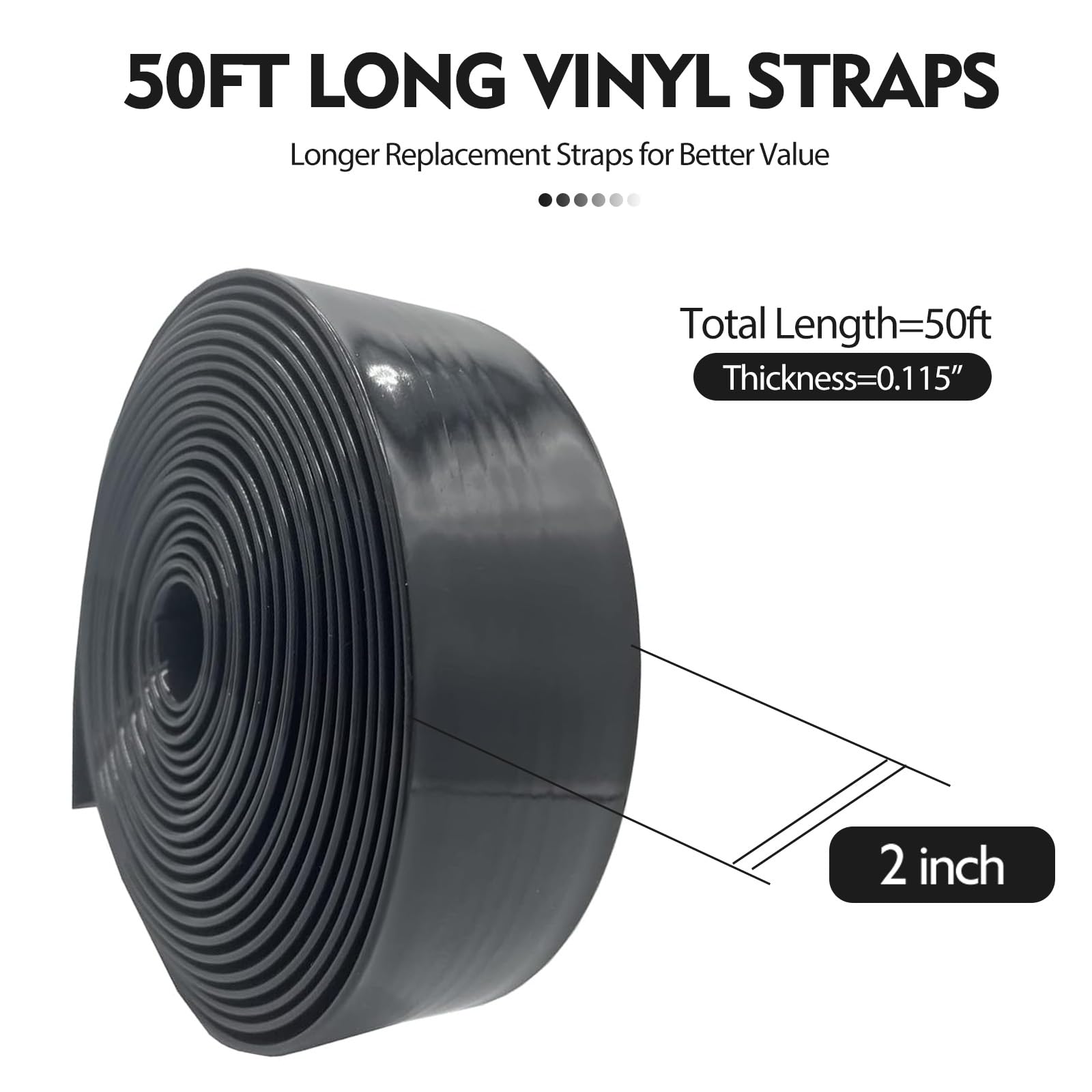 LukLoy Sangles de rechange en vinyle pour réparation de chaises de patio de 15,2 m de large, noir