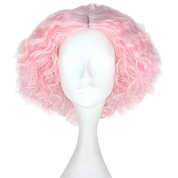 Miss U Hair Synthetic Short Fluffy Curly Hair Men Boy Party Cosplay lolita Wig Halloween Adult(Pink)