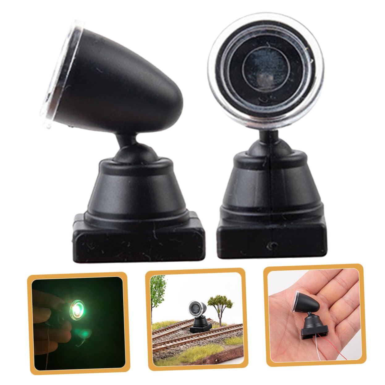 Hohopeti 2Pcs Miniature Signal Light Model for Sand Table Scenery Compact Reflector Lamp for Railroad Building Decorative House Supply Easy to Install and Carry