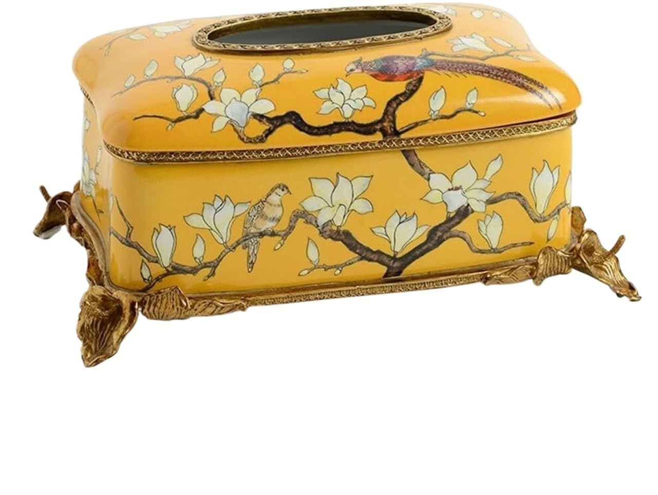 GTHTUHFD Organizer Tissue Holder Classical Luxury Home Living Room Bedroom Crafts Creative Decoration Copper And Porcelain Tissue Box Ornament Desktop Tissue Paper Holder