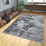 TT Home Tappeto a Pelo Corto Stile Industriale in Grigio per Soggiorno con Design Effetto Cemento 3D con Pietre, Dimensione:120x170 cm