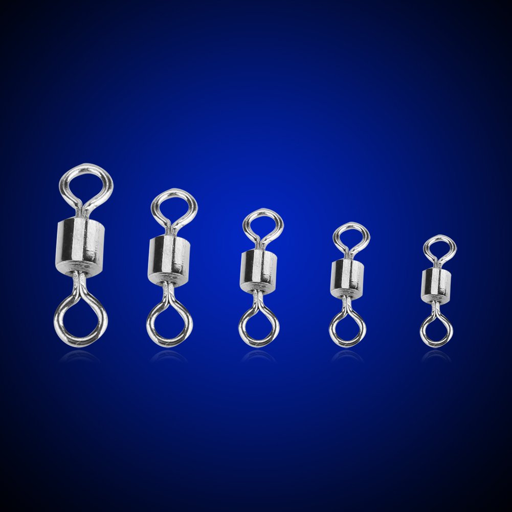 9Tong Cuscinetto a Sfere Girevole Girelle di Pesca in Acciaio con Dual Scatta Blocco Pesca Connettore di Linea Pesca d'Acqua Dolce e Pesca d'Acqua salata 25pcs 154lbs