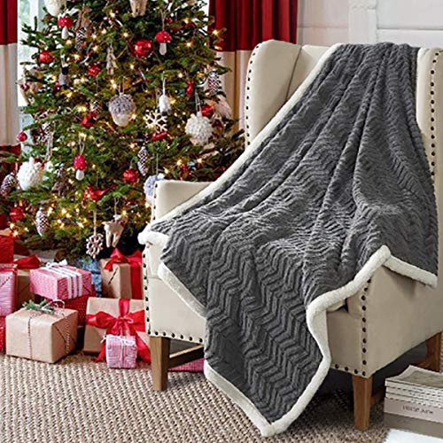 Dreaming Casa Couverture Plaid Polaire Gris Fourrure Flanelle Super Doux Entretien Facile Souple Chaude pour Sofa Lit Chaise Couverture Canapé Salon Cadeaux130x150cm Cover