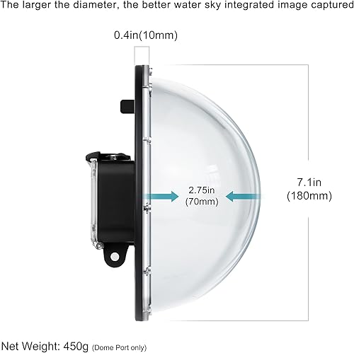 Miniatura 3 de Puerto de cúpula impermeable para GoPro Hero 13 12 11 10 9 negro con filtros intercambiables incorporados, agarre de mano flotante, gatillo, buceo,