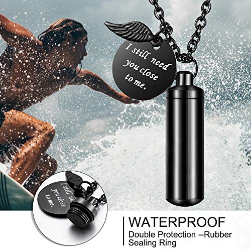 abooxiu Cylinder Urn Necklace for Ashes Cremation Jewelry/Keychain for human Pet Stainless Steel Memorial Keepsake Pendant with Angel Wing Charm Ashes4