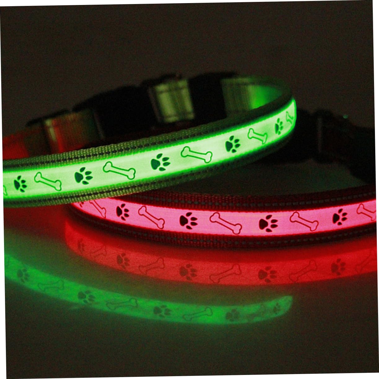 FOMIYES 3piezas Collar Led para Luz Intermitente De Seguridad para Paseos Recargable por USB Diseño De De
