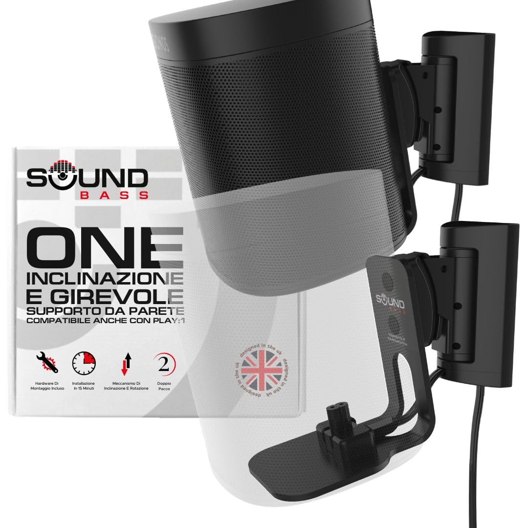 Sound bass ONE, Staffa per Montaggio a Parete, Inclinabile e Girevole, Nero, Doppio, Compatibile con ONE, ONE Gen 2, ONE SL & Play:1, Installazione Semplice, Include Kit di Montaggio