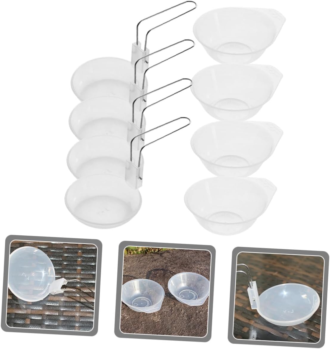 CHILDWEET Portable Camping Bowl and Small Soup Spoon Set, Pp Plastic Bowls with Serving Spoons, 4pcs Outdoor Lightweight Tableware for Bbq and Hiking