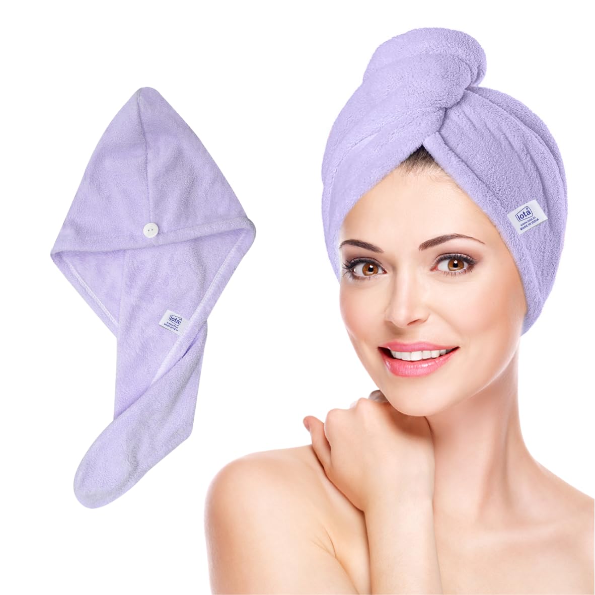 iota Microfiber Womens Hair Wrap Towel - 500 GSM Salon-Quality Bath Towel, Hair Dry Cap, Super Absorbent & Quick-Drying (Purple) (B0D8YGGX9C) Amazon Price History, Amazon Price Tracker
