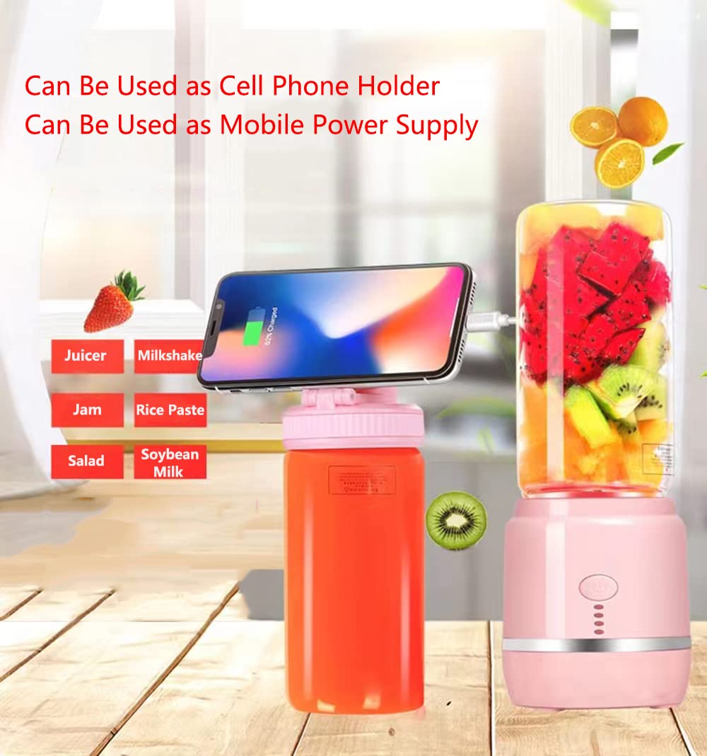 Licuadora portátil, 6 cuchillas de 400 ml, licuadora fresca, licuadora portátil, vidrio de borosilicato alto, potente mezclador de frutas, mezclador de suplementos de alimentos para bebés, para