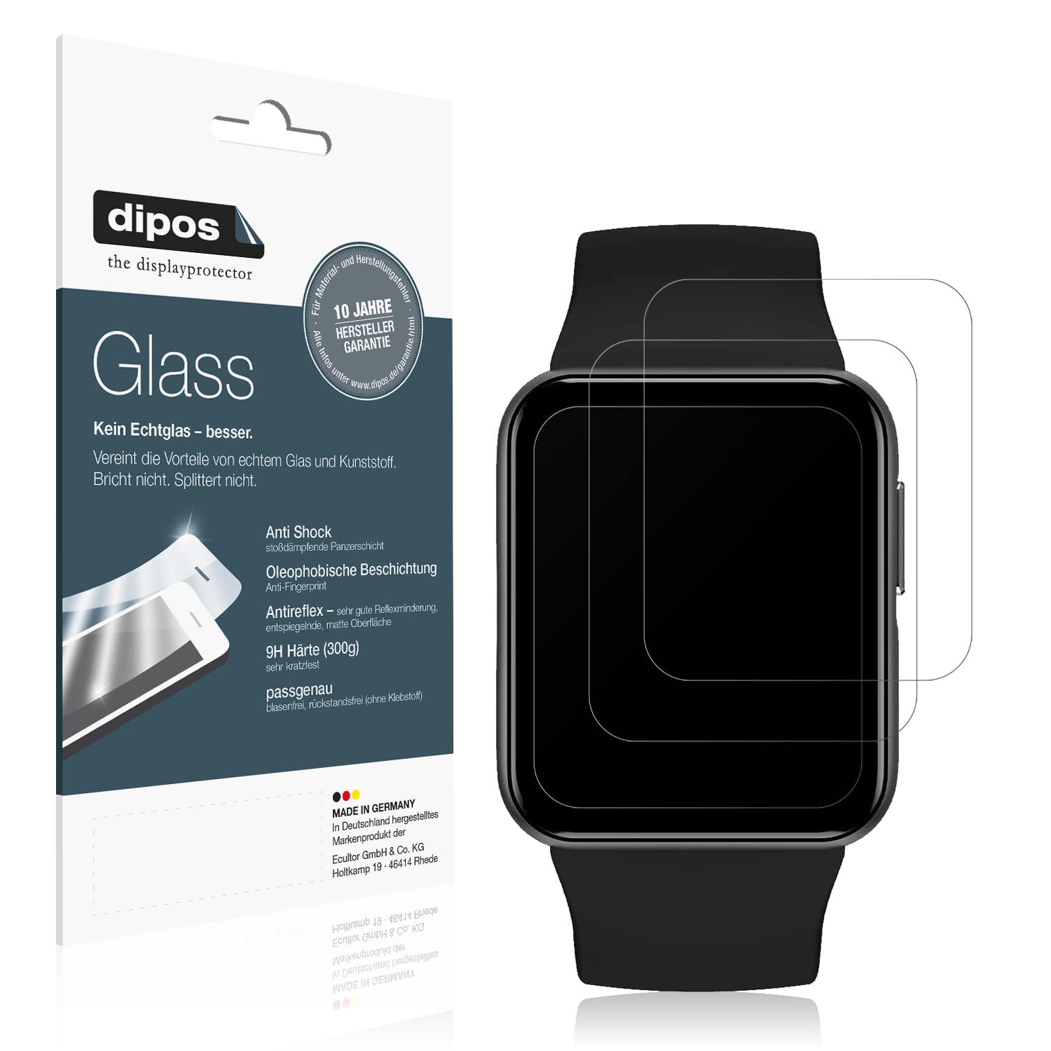 dipos I 2X Pellicola Protettiva Compatibile con AooDen Smartwatch Protezione Vetro Flessibile 9H
