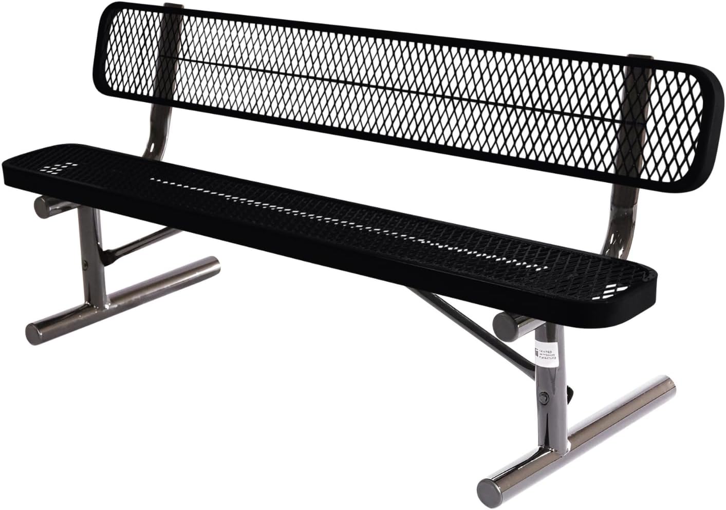- COATEDOUTDOORFURNITURE Coated Outdoor Furniture Heavy-Duty Portable Outdoor Bench Thermoplastic Coated, Expanded Metal, Commercial-Grade Seating, Made in America (Portable with Back, 6 Ft, Black)