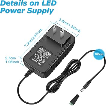 12V 1A 12W LED Power Supply, AC 100-240V to DC 12V Power Adapter with US Plug, Compatible with LED Strip Lights and 12V DC Devices, 5 Pack