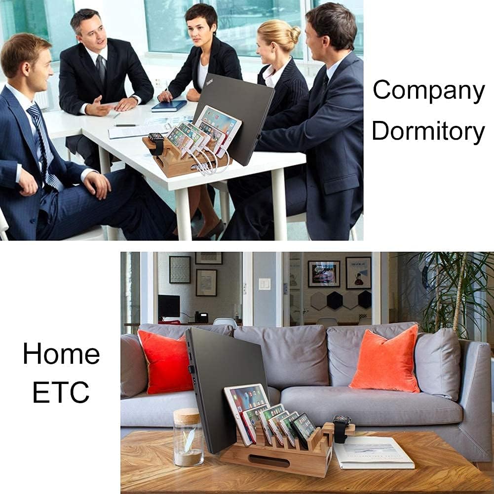 Flаѕh Sаlе Buу 1 gеt 1 Pezin & Hulin Bamboo Charging Station Holder with 5 Port USB Charger, Watch Stand, 5 x Charge Cable, Wood Docking Stand Electronic Organizer for Multiple Devices, Phones, Tablets, Laptop and More