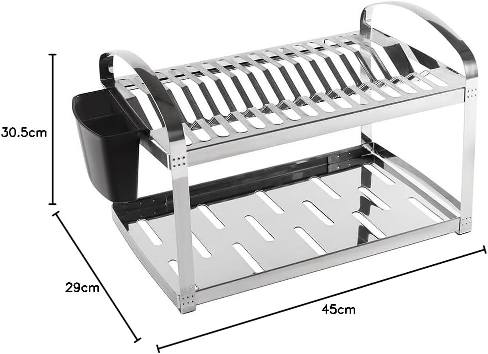 Escorredor 16 Pratos com Escorredor de Talheres Plástico Suprema, 50,5 x 27 x 28,5 cm, Aço Inox, Brinox