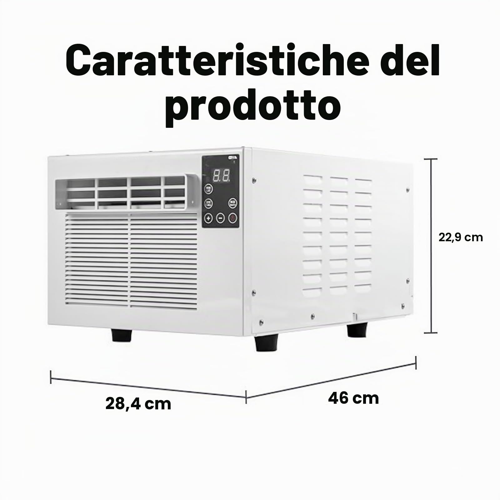 Condizionatore d'aria portatile, deumidificatore a raffreddamento rapido, senza unità esterna, compatto per camera da letto, cucina, appartamento in affitto, dormitorio