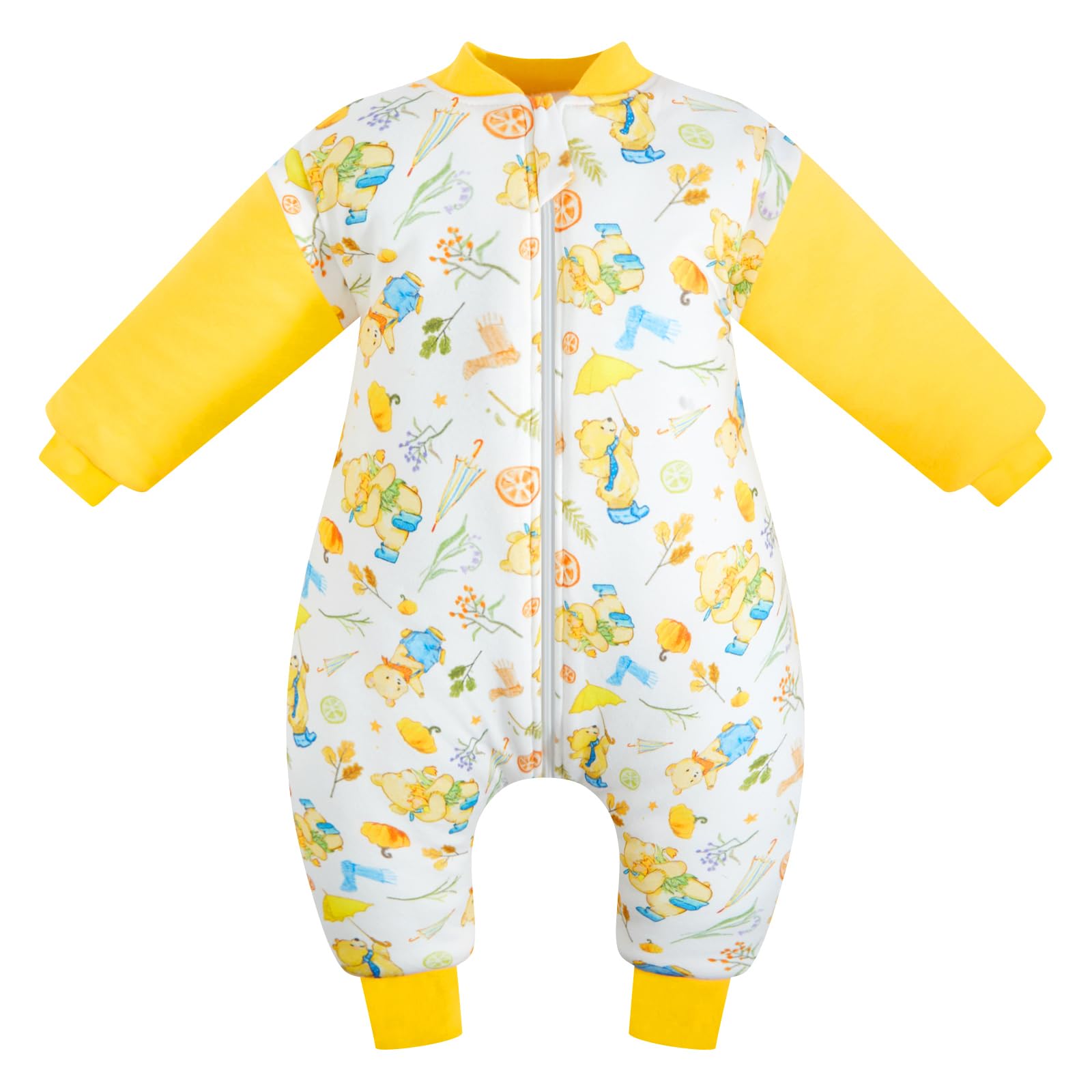 JiAmy Baby Sleeping Bag with Feet 3.5 Tog Cotton Sleep Sack Yellow Bear2-3 Years