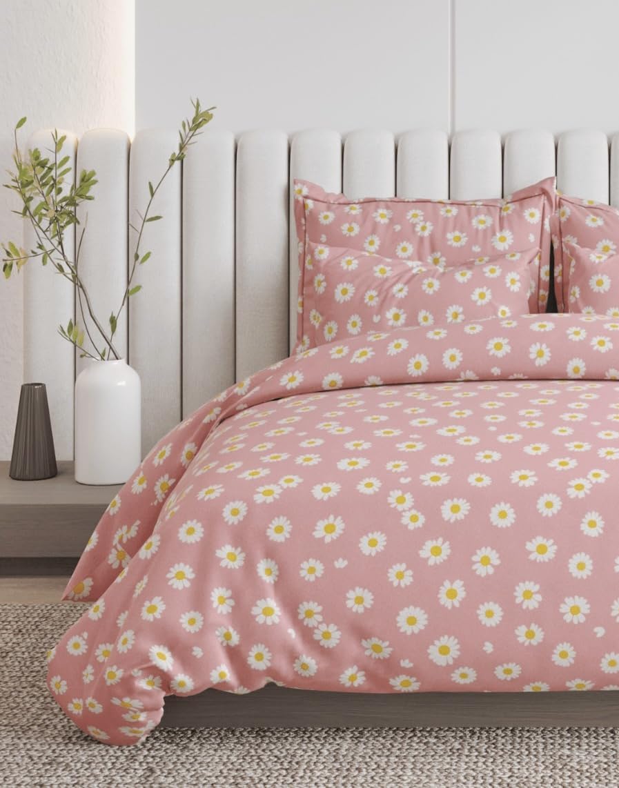 Subtlespreads Premium Duvet Cover/Comforter Cover/Quilt/Blanket/Razai Cover Dohar with Zipper Closure (Pink Sunflower, Single Duvet Cover 60x90)-image-10