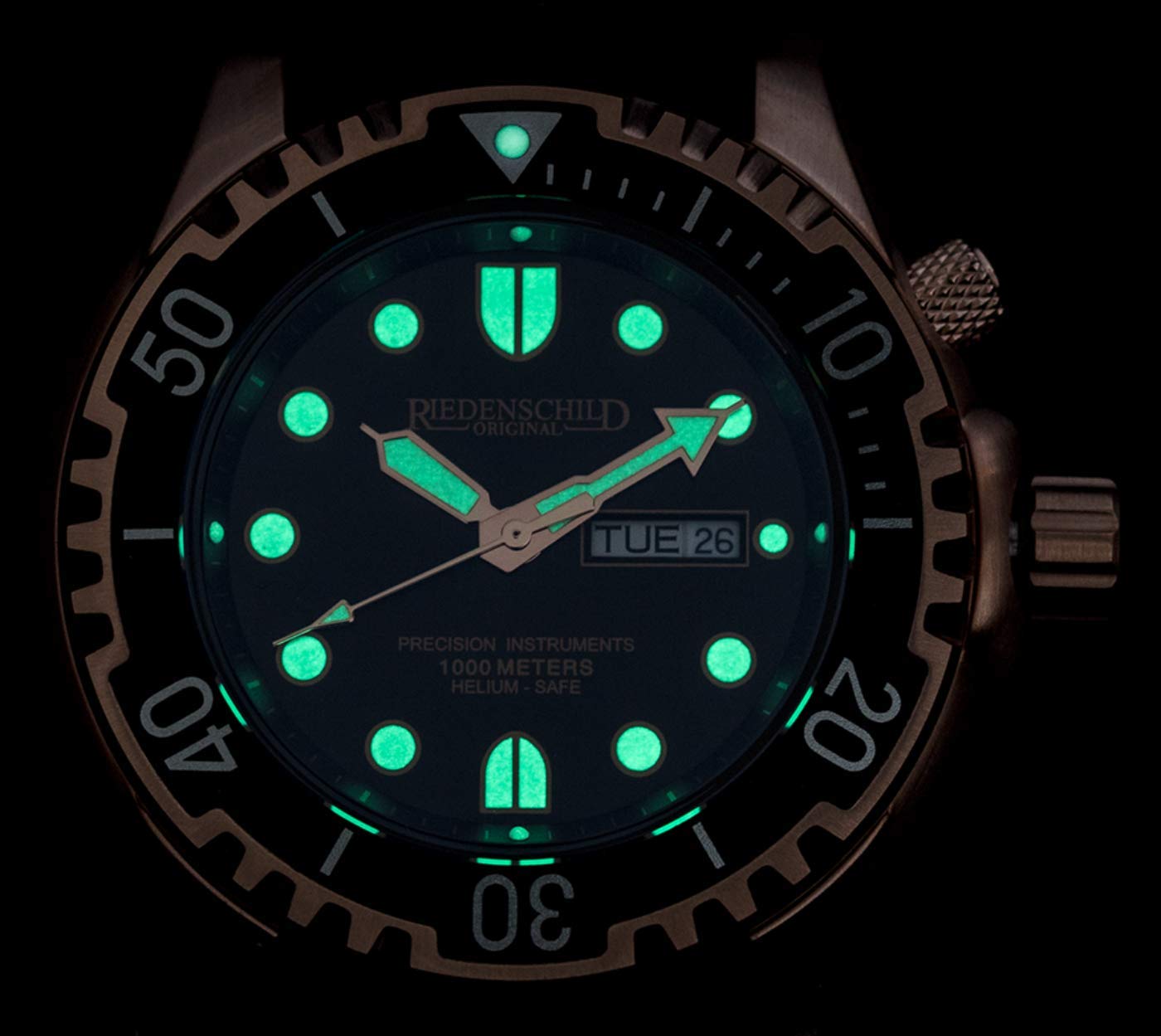 Kampfschwimmer Taucher Herrenuhr 1000M, 100ATM, mit Helium Ventil, Leuchtindex, Tages- und Datumsanzeige, Drehlünette, Citizen 2S60 Uhrwerk