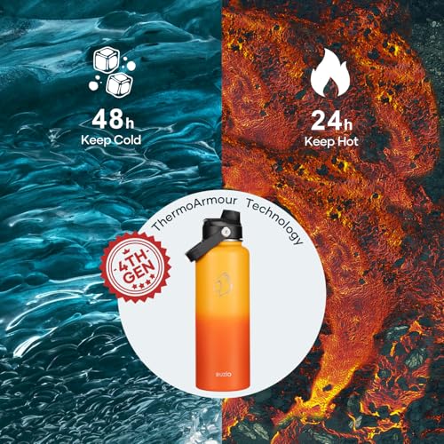 Image of BUZIO Triple Wall Vacuum Water Bottle with Dust-Proof Straw & Spout Lids