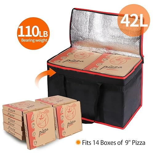 Miniatura 4 de Bodaon Bolsa térmica para entrega de alimentos, XXL bolsas de compras reutilizables para comestibles, bolsa enfriadora de picnic con cremallera