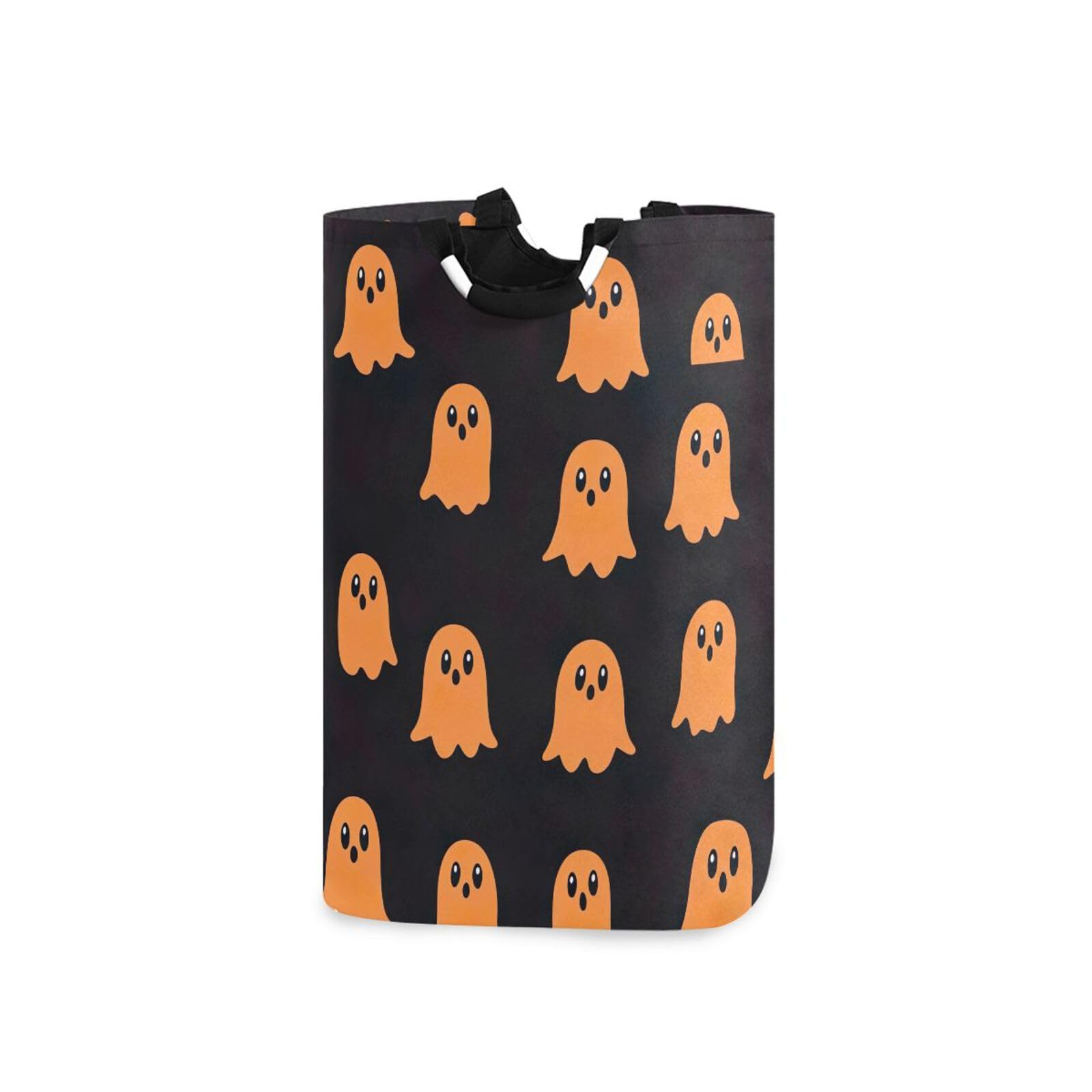 Jihqo Laundry Hamper Basket Halloween Orange Ghosts Collapsible Nursery Storage Bin Waterproof Clothing Baskets for Home Bedroom Bathroom Washing Room