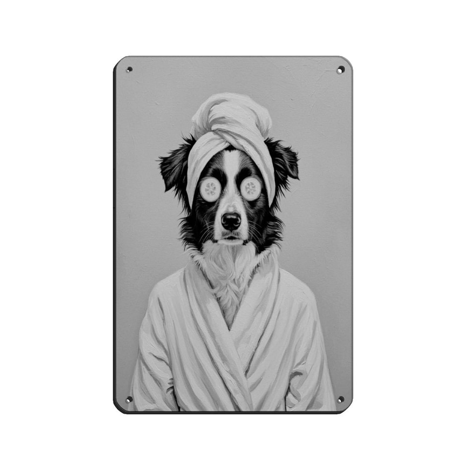 Border Collie Dog Bathroom Art Retro Poster Metal Tin Sign Chic Art Retro Iron Painting Bar People Cave Cafe Family Garage Poster Wall Decoration 8x12inch(20x30cm)