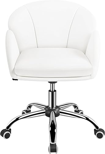 Topeakmart Linda silla de escritorio para el hogar, oficina, maquillaje, tocador, con reposabrazos para dormitorio, moderna silla giratoria con