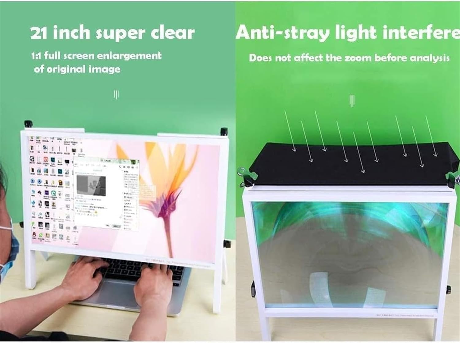 21 Inch Computer Screen Magnifier,Laptop Screen Magnifier,Hd Screen Amplifier Adjustable Angle, Screen Magnifier for Laptopand