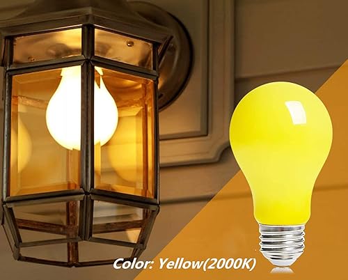 Miniatura 3 de Paquete de 6 bombillas LED A60 de 3 W, bombillas LED amarillas, E26, para exteriores, 25 W, equivalente a 2000 K, ámbar brillante, para dormitorio,