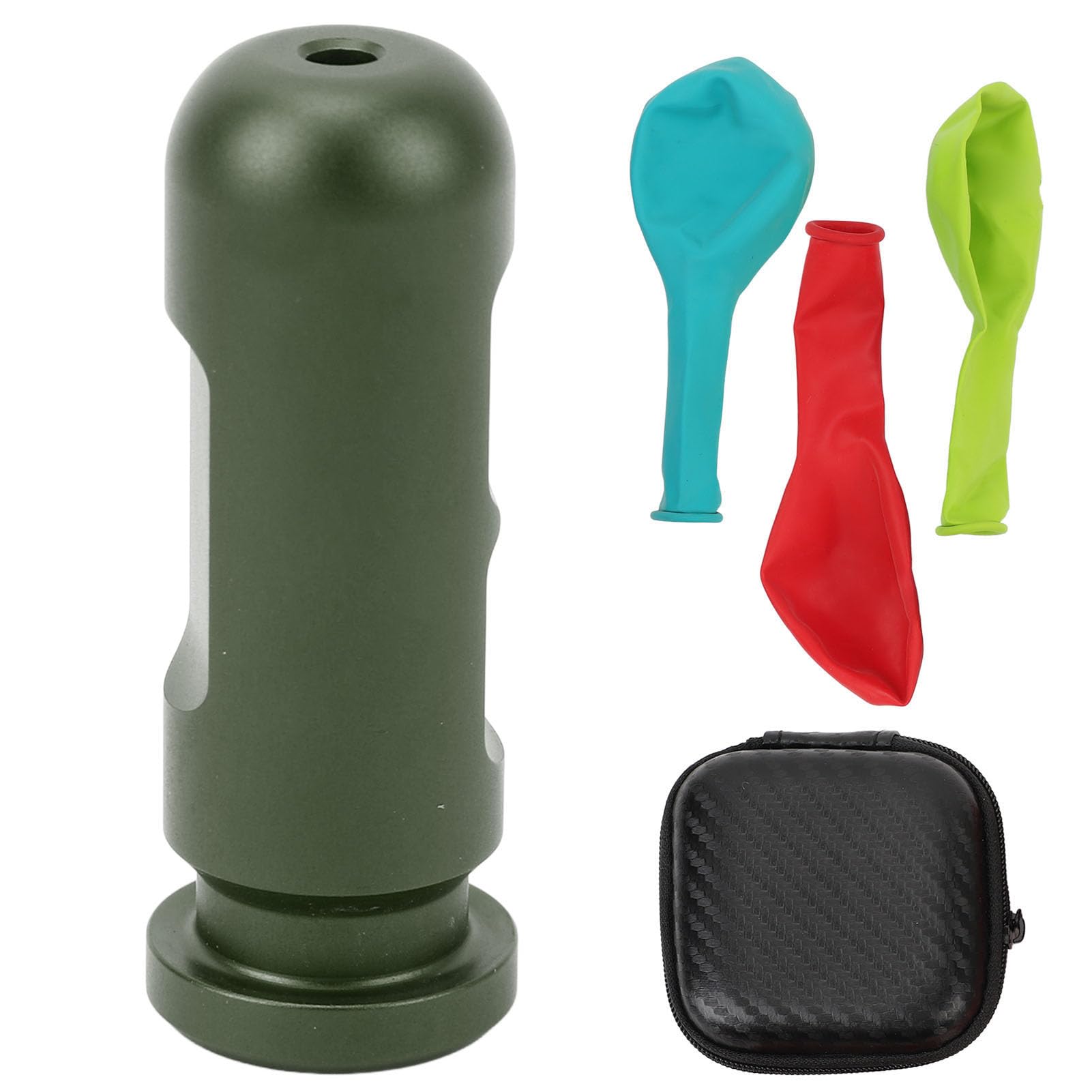 Aluminum Alloy Ear Equalization Training Tool with 3 Balloons for Snorkeling Underwater Diving Beginner (Blackish Green)