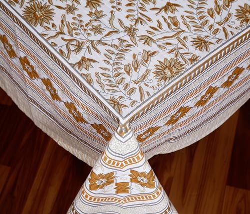 Image of Texstylers Table Cloth | Table Cloth for 6 Seater Dining Table| Dining Table Cover 6 Seater | Table Cover 6 Seater | Dining Table Cover | Rectangle, Cotton,150 cm X 225 cm (Orange)