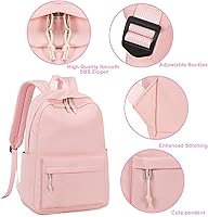 Vista 4 de Bluboon Juego de mochila para adolescentes, mochila escolar para niñas, lonchera y lápices, bolsas para estudiantes, 3 en 1, rosa-3 juegos, Escuela