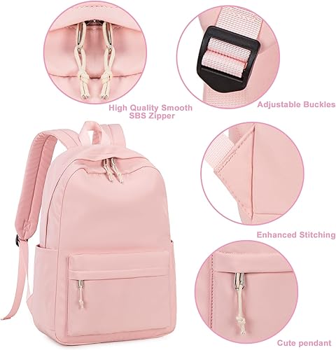 Miniatura 4 de BLUBOON - Mochila escolar de lona para chicas (le cabe una laptop de 15 pulgadas), con lonchera y estuche a juego.