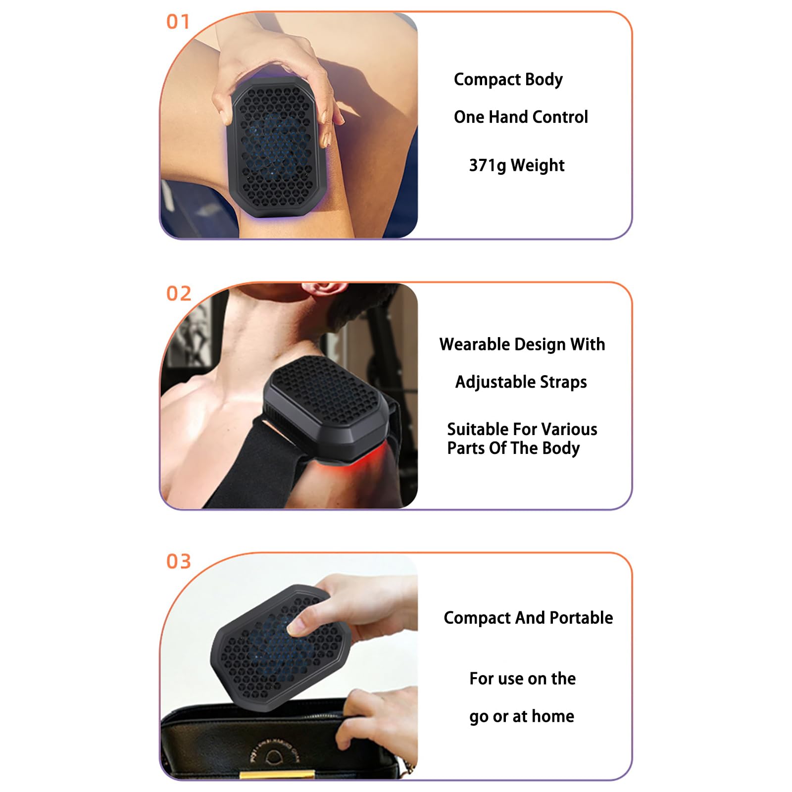 MáQuina PortáTil Terapia InstantáNea Calor FríO Y Contraste Almohadilla TéRmica EléCtrica Recargable Y Dispositivo Terapia con Compresas Hielo, Alivio del Dolor, Molestias,Black