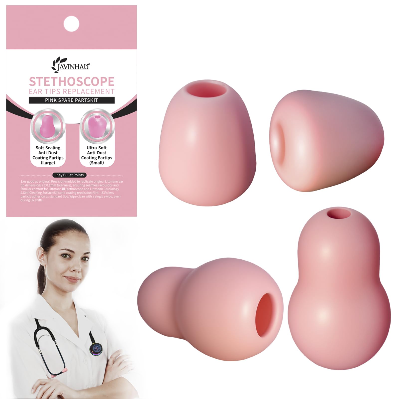 Silicone Ear Tips Earbud Replacement for Littmann Stethoscopes - Comfortable Fit Littman Ear Tips Replacement，Stethoscope Ear Pieces,Cardiology IV