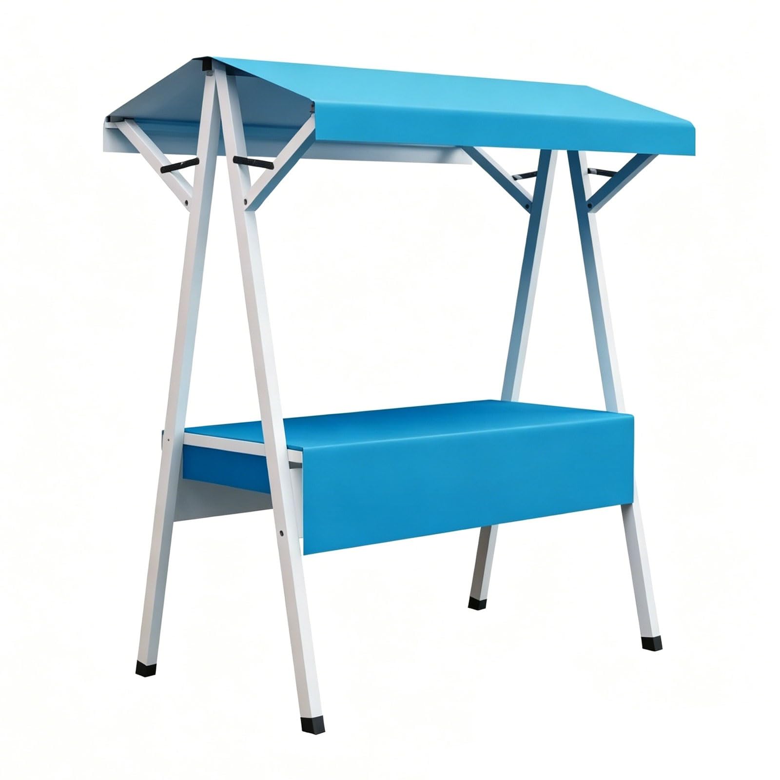 Farmers Market Stand Portable Vendor Cart with Canopy Outdoor Farm Stand for Roadside Display(Blue,160cm/63in)