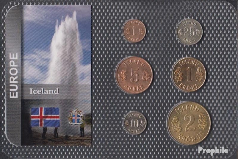 Pièces de monnaie Islande 1 Aurar à 2 Kronur Prophila FDC depuis 1946
