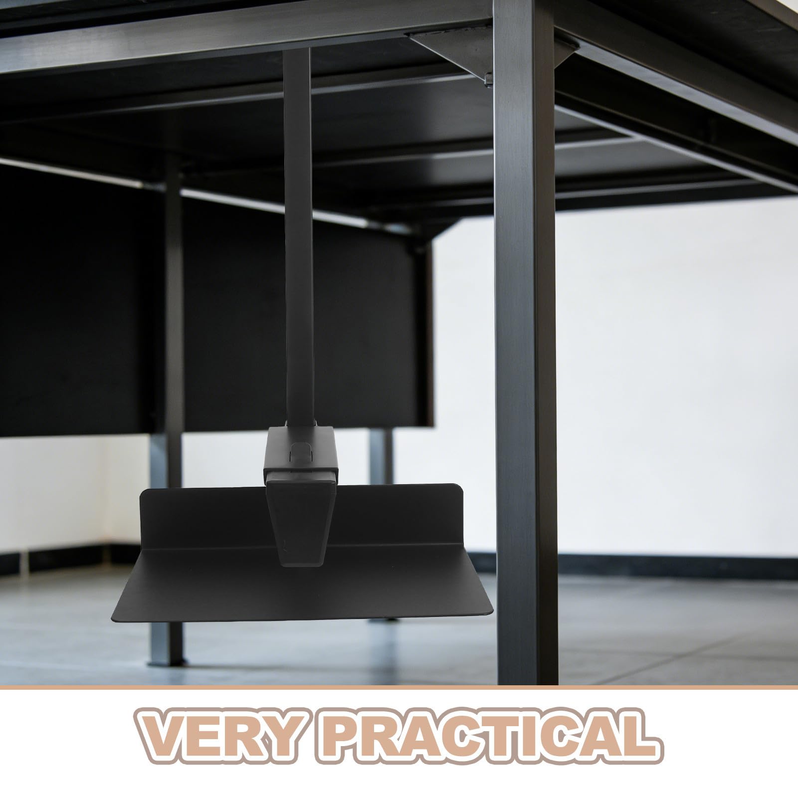 Toddmomy Supporto per CPU da Scrivania a Parete, Staffa per PC in Acciaio Laminato a Freddo, Regolabile 5,1-8,5 Pollici di Larghezza e 3,9-18,5 Pollici di Altezza, Portata 55 Lb, Nero,