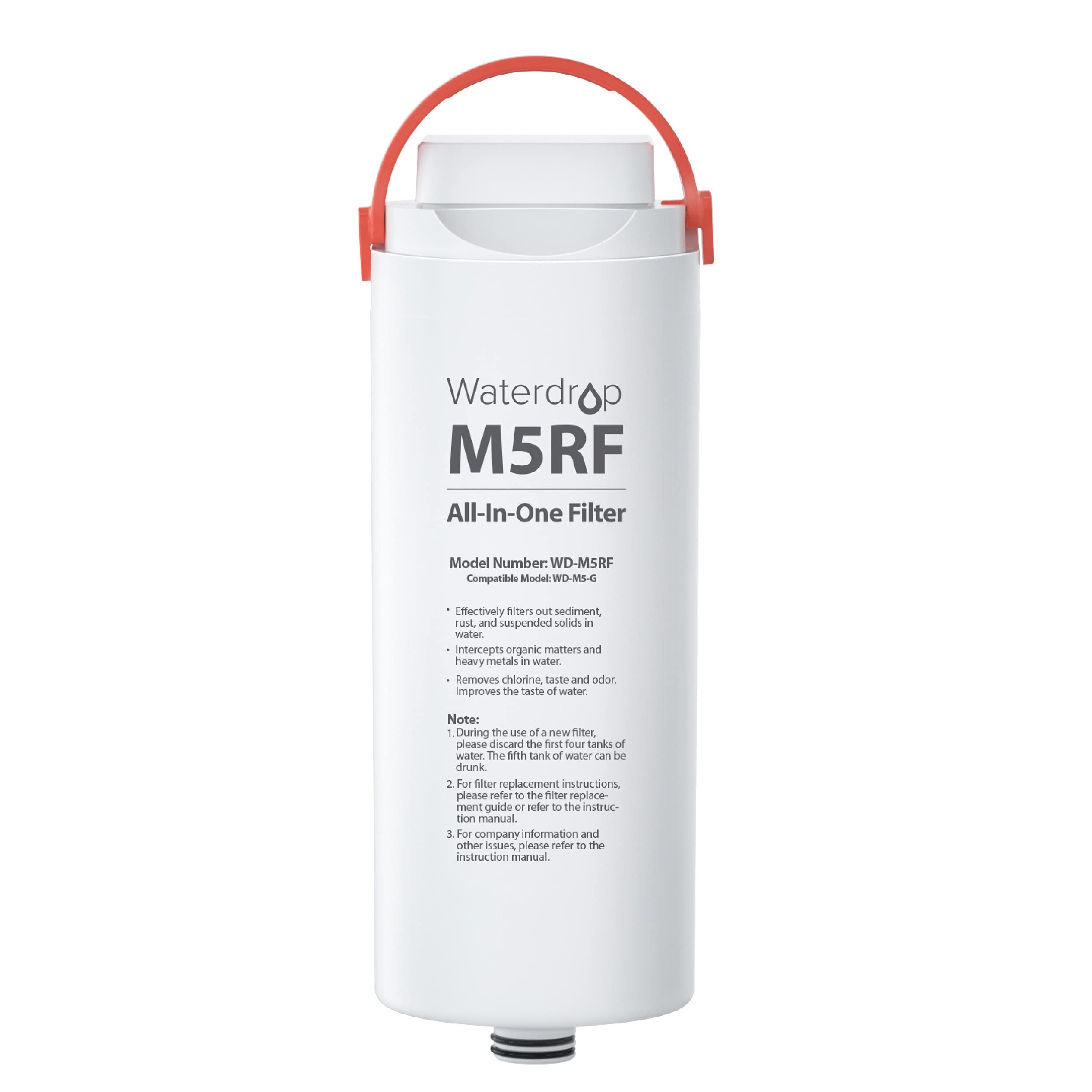 Waterdrop 1 Year Replacement Filter for WD-M5-G RO Water Filtration System, 5 Stages All-In-One RO Water Filter, Reduces Lead, Fluoride, Chlorine, Heavy Metalsand and More, WD-M5RF