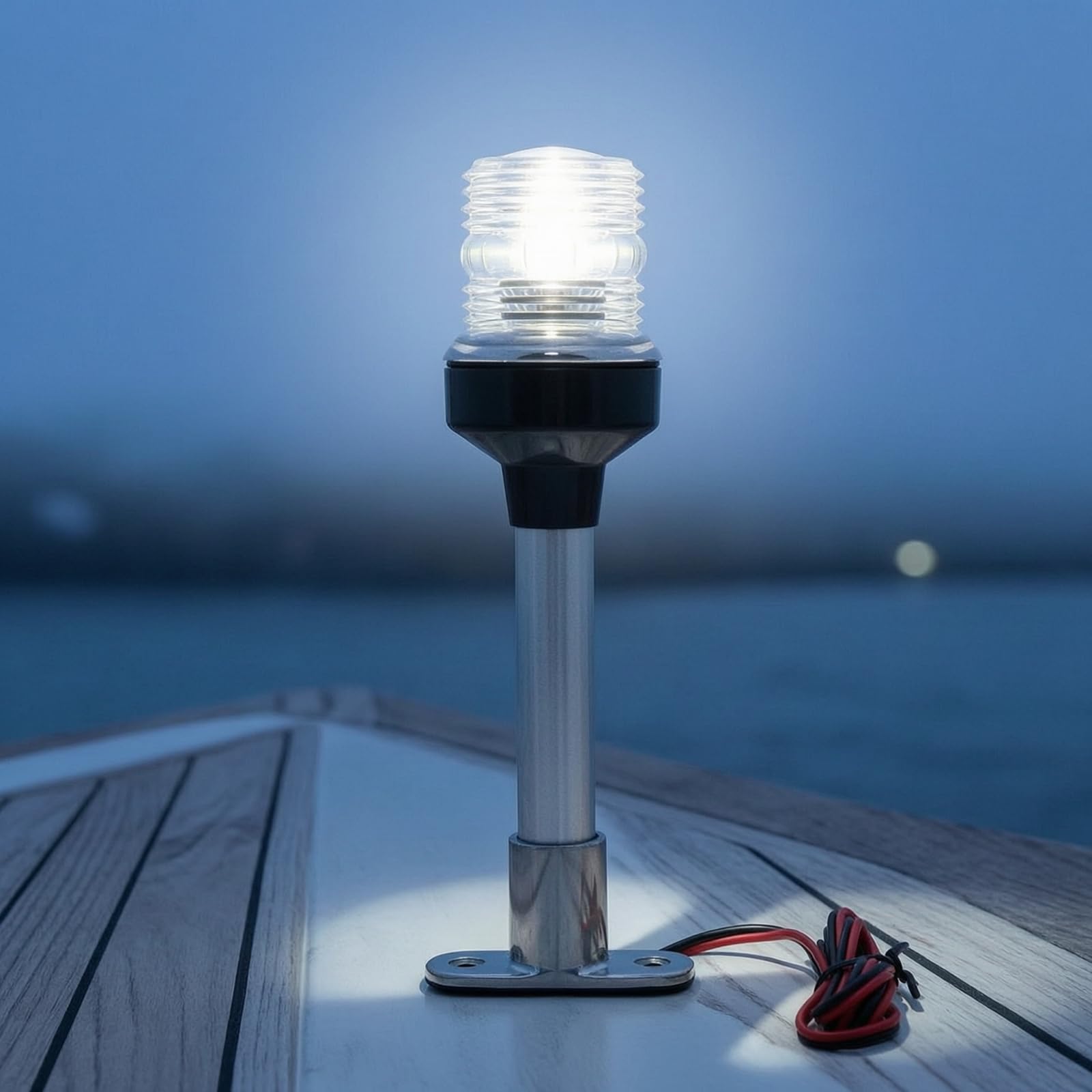 kowaku Luz con Base Metal Impermeable Luz LED Navegación para Pescadores, 12 Pulgadas